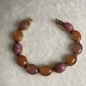 MONET Silver Bracelet with Pink and Orange Beads